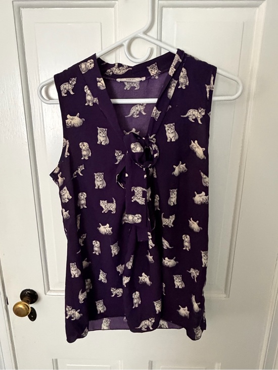 Modcloth Tops - Poems by ModCloth Size S NWOT Purple Cat Print Top